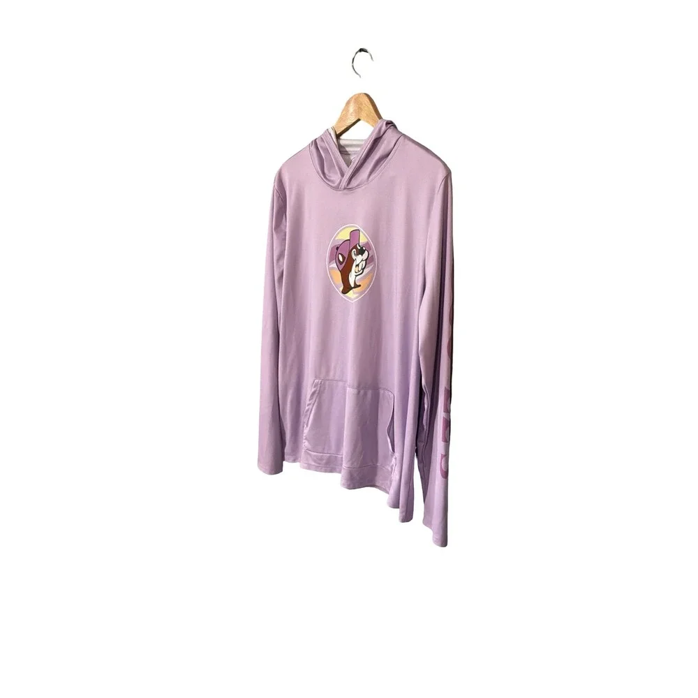 Buc-ee's Happiness Comes In Waves Hoodie 2X Purple Polyester Graphic Top